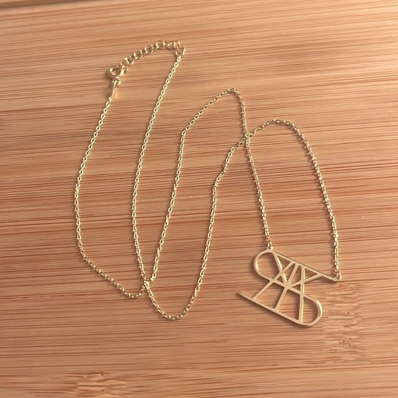 Brand New 14K Gold Plated Sterling Silver Geometric Unique “S” Monogram Necklace - Picture 12 of 15
